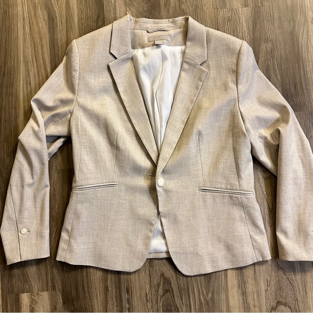 H&M Womens Blazer Size 14 Tan Suit Jacket